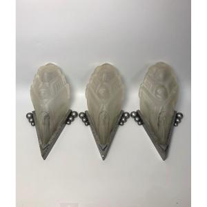 Art Deco Sconces Attributed To F. Hubens