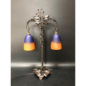 Schneider Et Olié Lampe double Art Nouveau