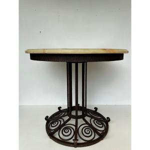 Art Deco Wrought Iron Pedestal Table Stamped Fag 