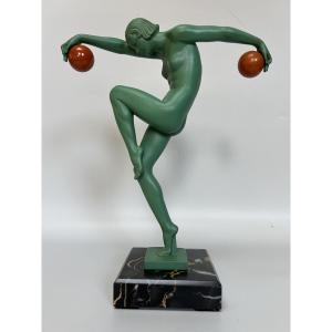 Max Le Verrier, Art Deco Sculpture, Model: Dancer With Balls