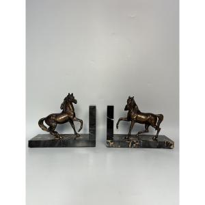 Paire de serre livres art déco signée M. Font