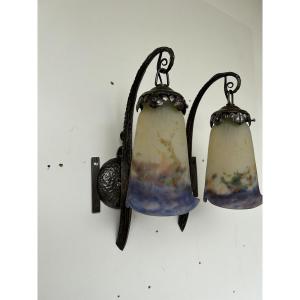 Paire d’appliques art déco signée Muller Frères luneville 