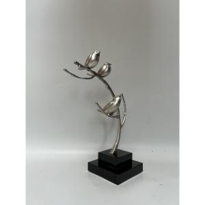 Art Deco Sculpture In Silver-plated Bronze