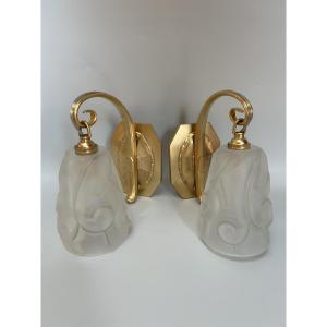 Pair Of Art Deco Sconces By Degué