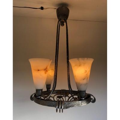 Edgar Brandt Art Deco Chandelier