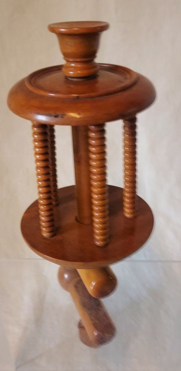 Thread Dispenser For Sewing In Turned Boxwood 19th Century -photo-3