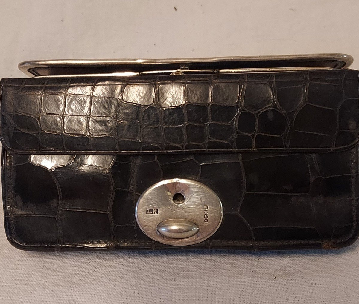 Art Nouveau Silver And Crocodile Leather Coin Purse Early 20th Century -photo-4