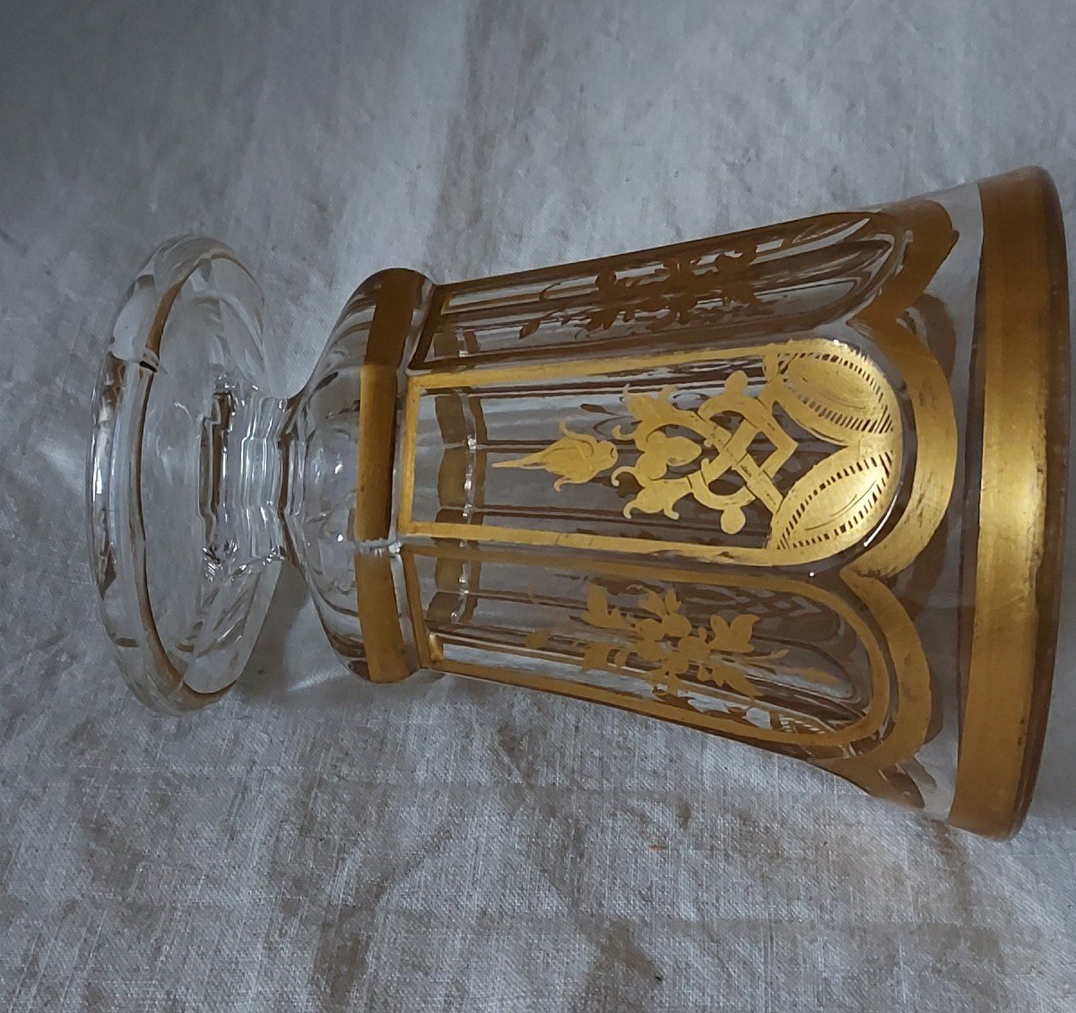 Vase Verre En Cristal Clair à Dorures De Baccarat De Style Médicis Du XIXème Siècle -photo-3