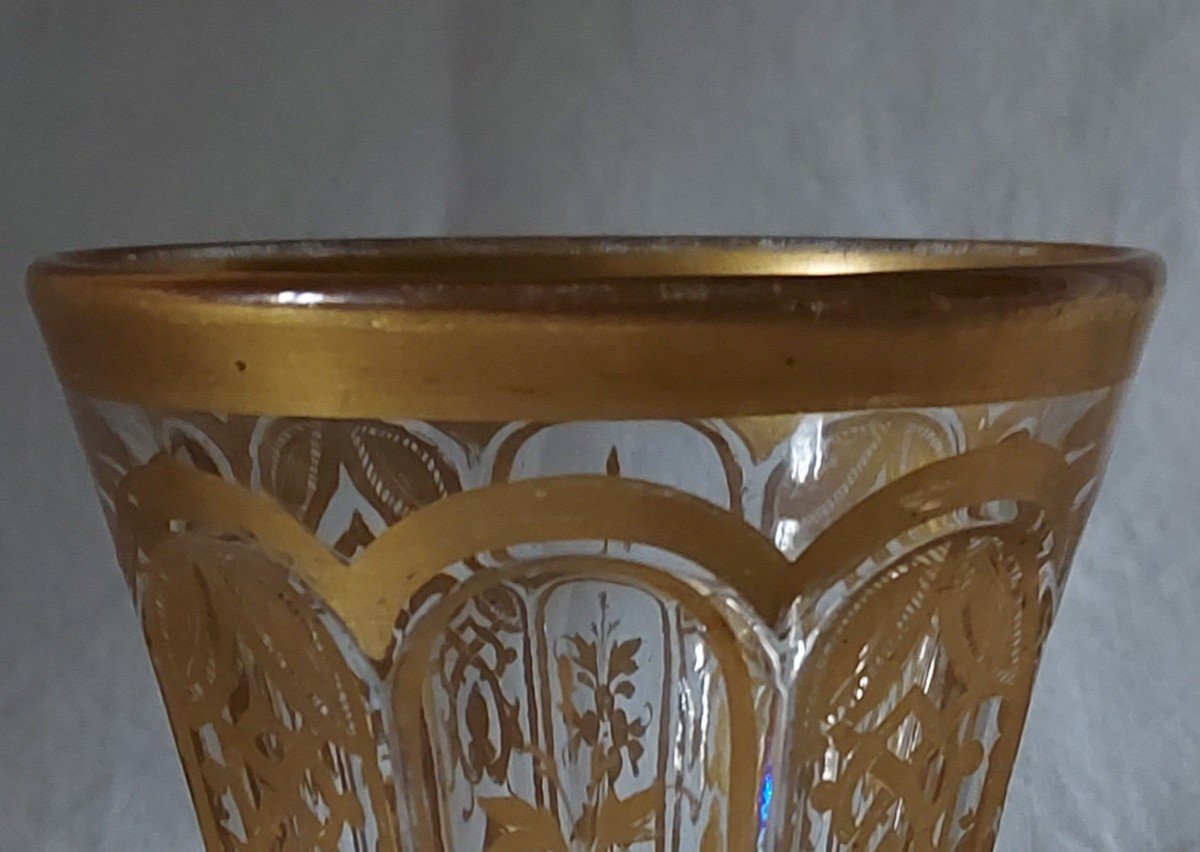 Vase Verre En Cristal Clair à Dorures De Baccarat De Style Médicis Du XIXème Siècle -photo-1