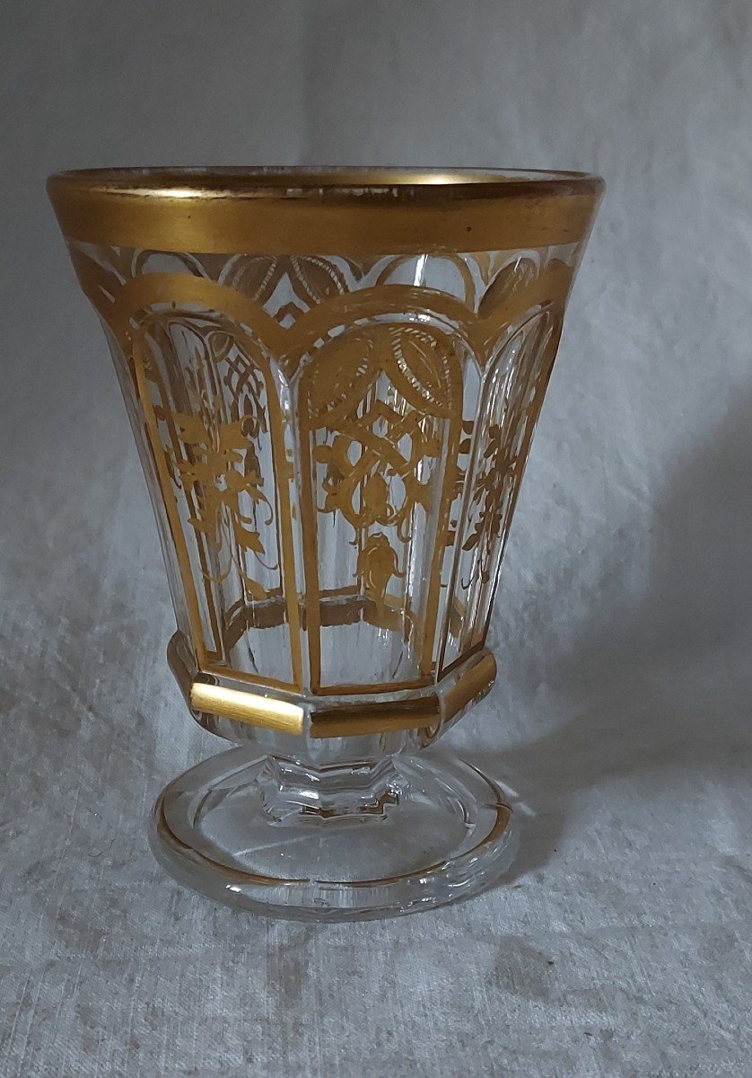 Vase Verre En Cristal Clair à Dorures De Baccarat De Style Médicis Du XIXème Siècle 