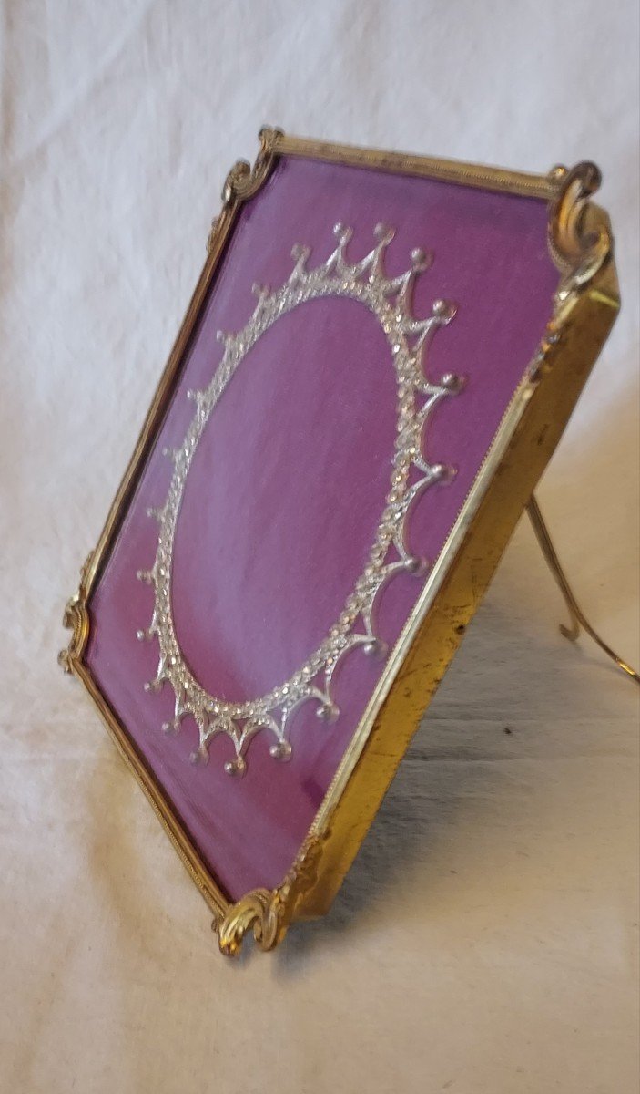 Square Frame With Surprising Starry Passepartout In Rhinestones And Pearls Early 20th Century -photo-3