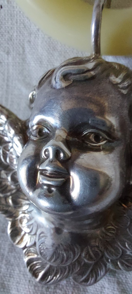 Angelot Grelot-hochet En Argent Pour Nouveau Né -photo-4