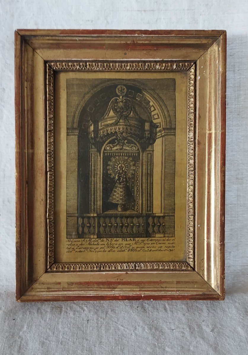 Paire De Gravures Sur Soie Fin XVIIIème Siècle, La Vierge Du Pilier De La Basilic De Saragosse -photo-3
