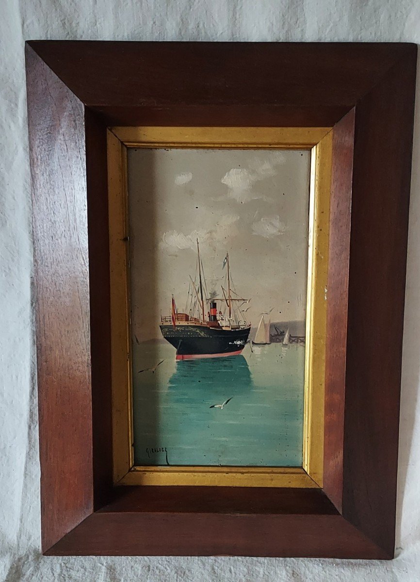 Vue Du Port De Barcelone Fin XIXème Signée Adolfo Giraldez Peñalber 1840-1920