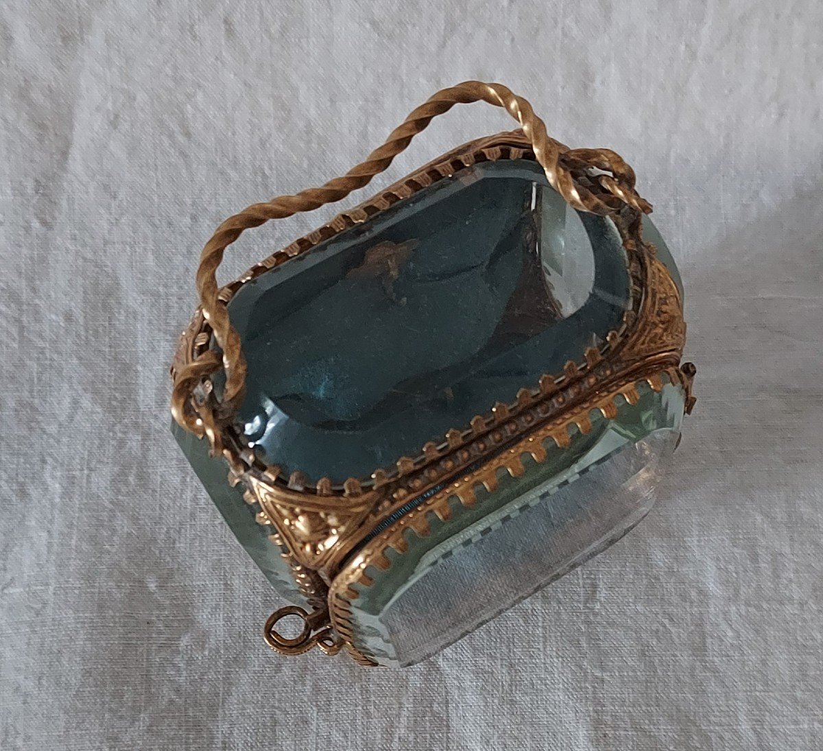 Pocket Watch Box, Reliquary...chamfered Glass And Gilt Bronze -photo-4