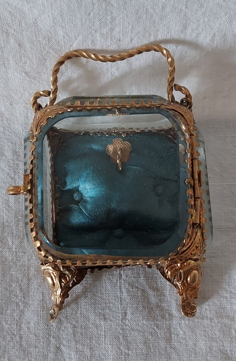 Pocket Watch Box, Reliquary...chamfered Glass And Gilt Bronze 