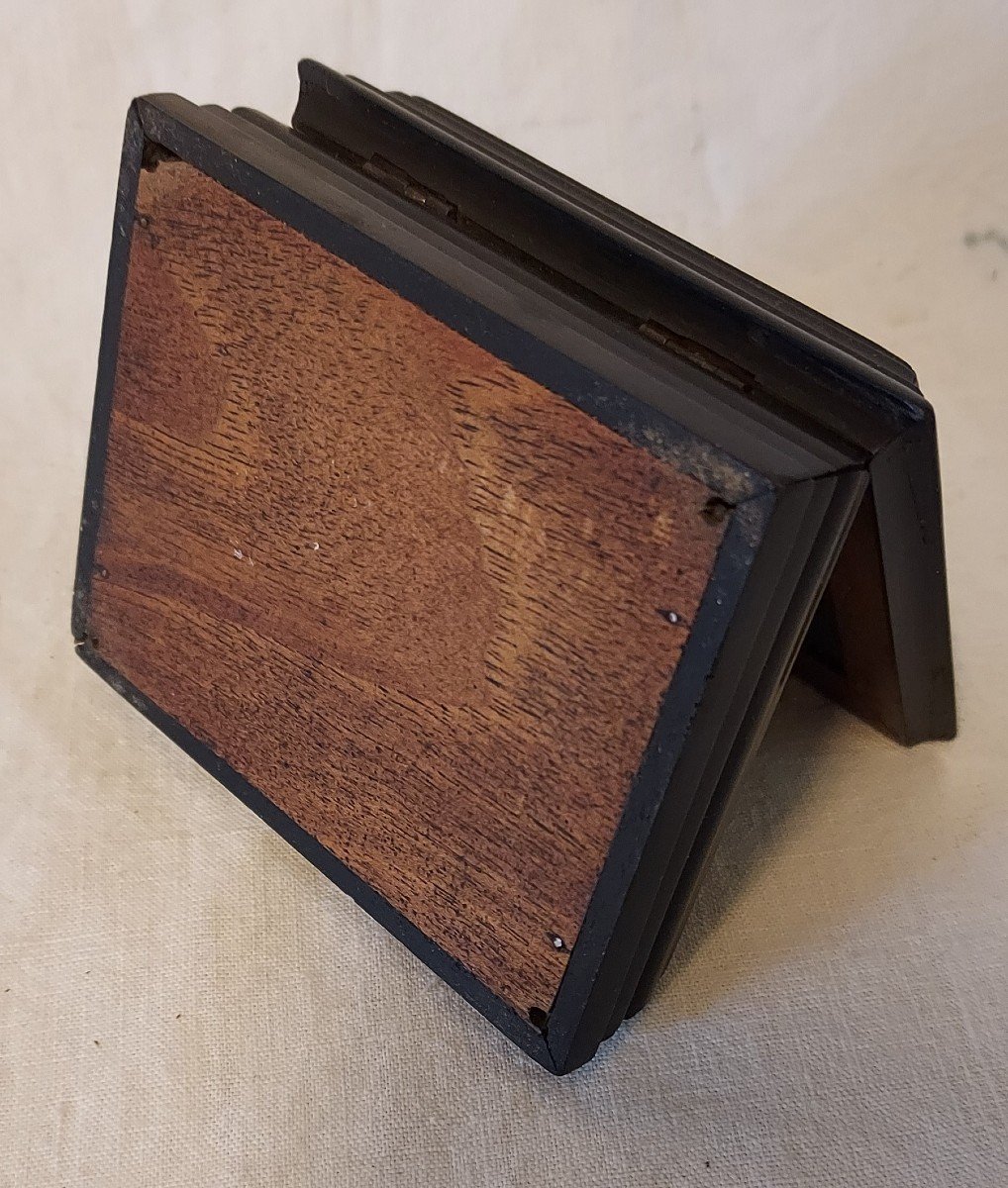 Pyrogenic Matchbox Marquetry Of Hard Stones And Black Stained Wood 19th Century-photo-3