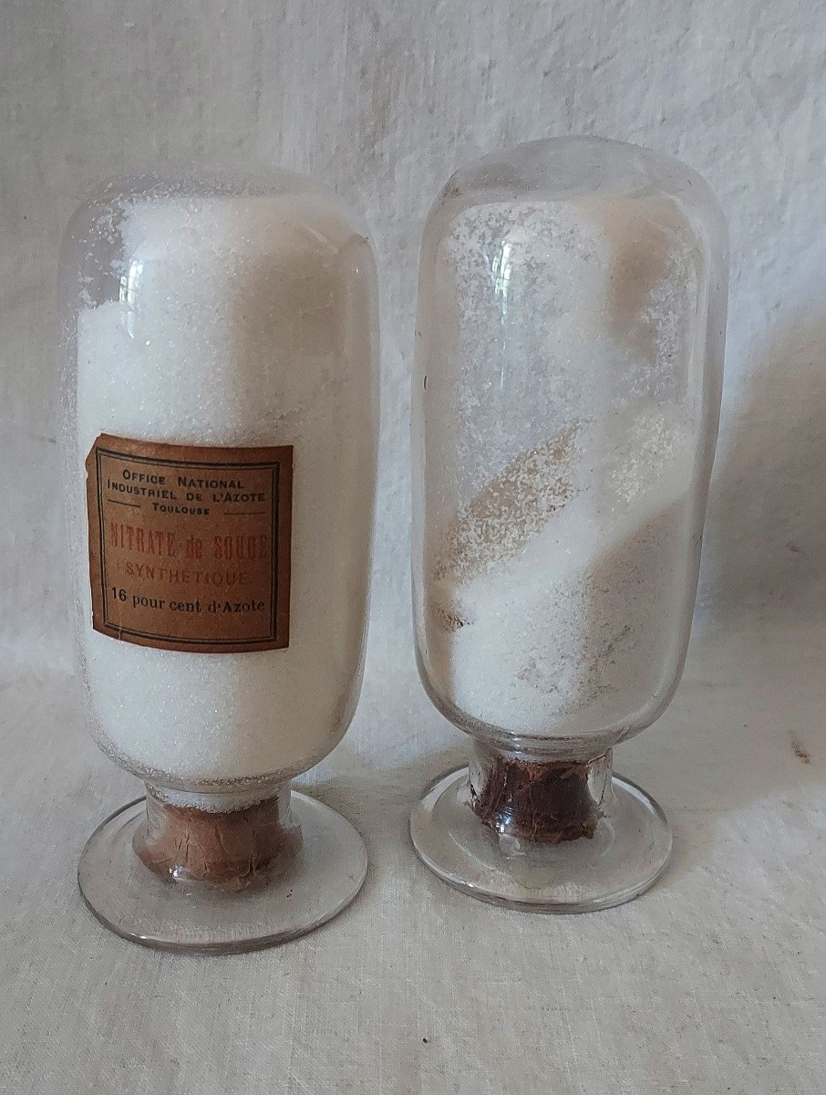 2 Overturned Blown Glass Seed Or Fertilizer Pots