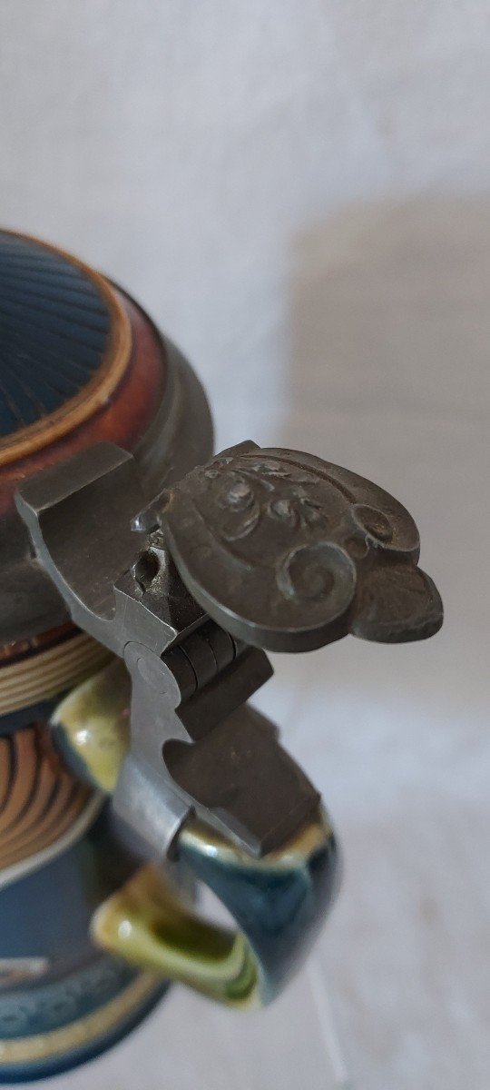 Art Nouveau: Chope à Bière " Jugendstil " En Grès De Mettlach - Villeroy & Boch-photo-5