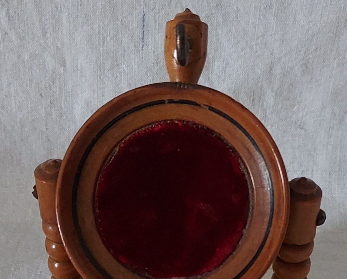 Pocket Watch Holder In Cherry Wood Turned With Jostling Receptacle -photo-4