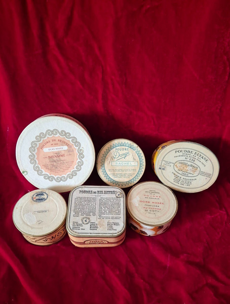 Lot De Six Boîtes à  Poudre De Beauté En Carton De Maisons Diverses-photo-2