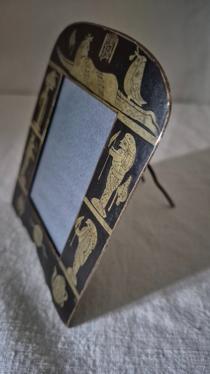 Cadre Photo Egyptomania En Bronze Damasquiné Du XIXème Siècle -photo-5