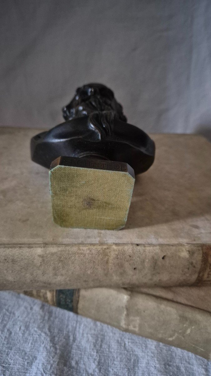 Bronze Bust Of Archimedes With Brown Medal Patina -photo-3