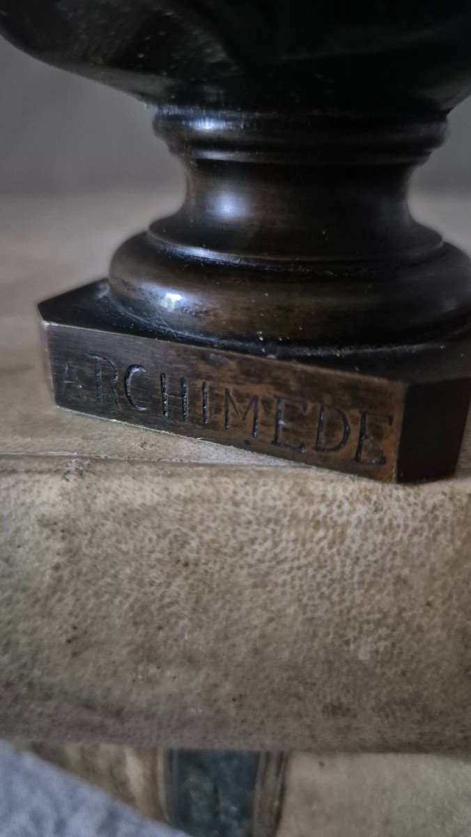 Bronze Bust Of Archimedes With Brown Medal Patina -photo-6