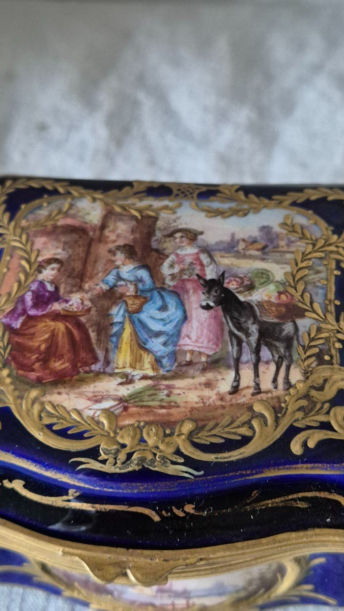 Small Box In Sèvres Porcelain Painted With Enamel And Bronze -photo-5
