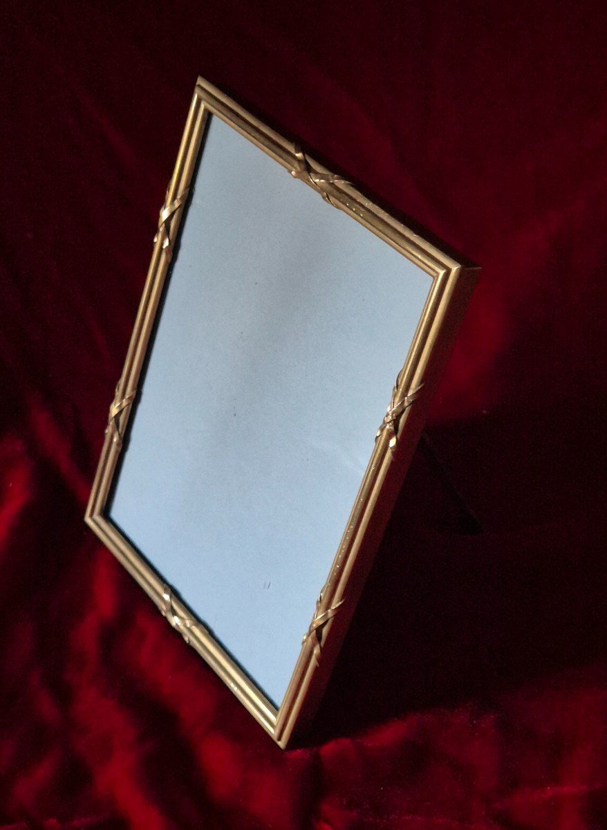 Louis XVI Style Gilt Bronze Photo Frame With Crossed Ribbons-photo-3
