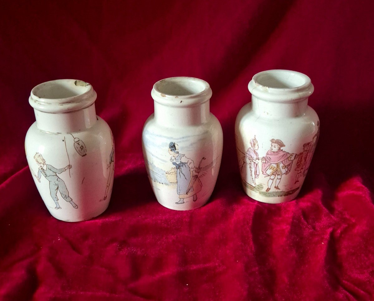 Three Mustard Pots In Lunéville Earthenware By Keller And Guérin -photo-2