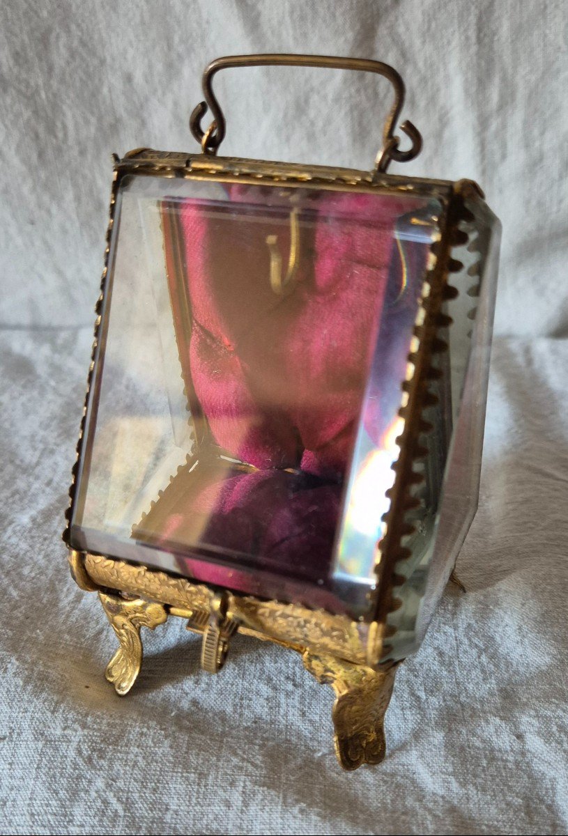 Reliquary Watch Box Jewelry In Bronze Pomponne Gilded And Chamfered Glasses Second Empire -photo-2