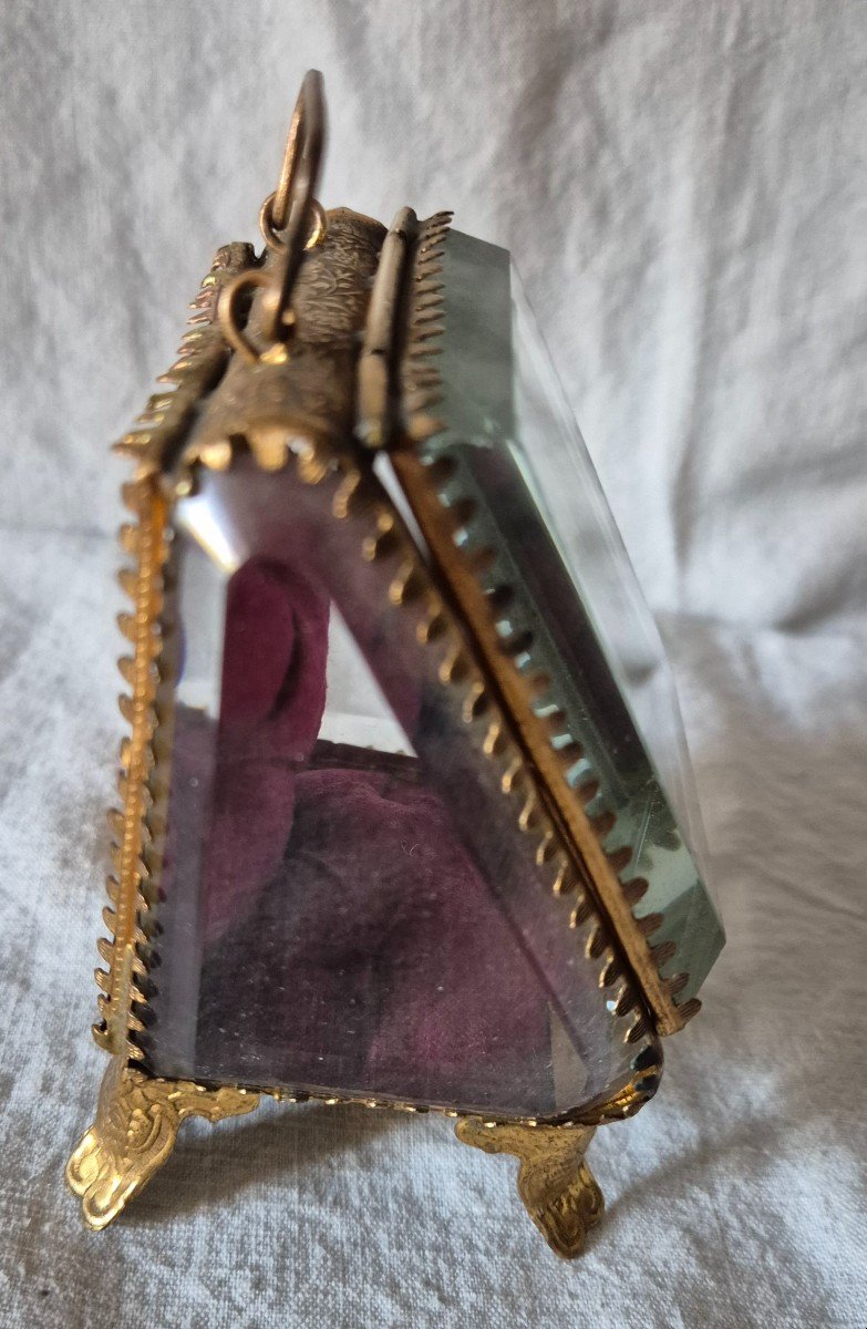 Reliquary Watch Box Jewelry In Bronze Pomponne Gilded And Chamfered Glasses Second Empire -photo-3