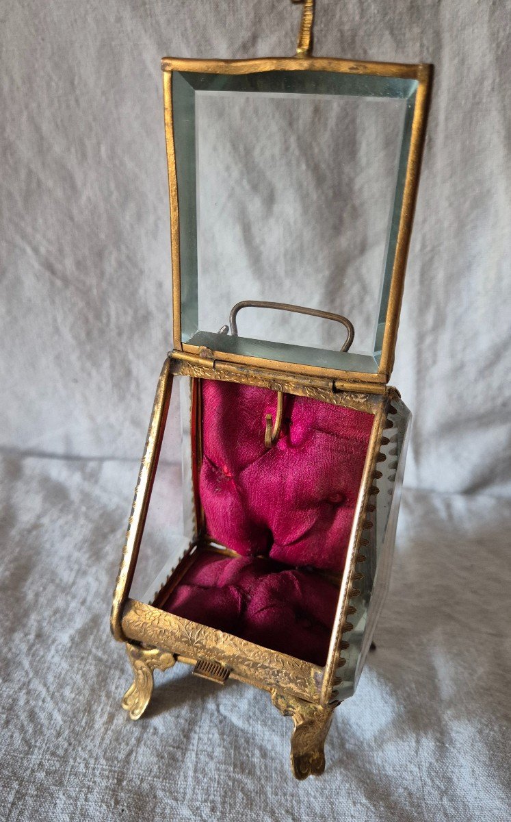 Reliquary Watch Box Jewelry In Bronze Pomponne Gilded And Chamfered Glasses Second Empire -photo-1