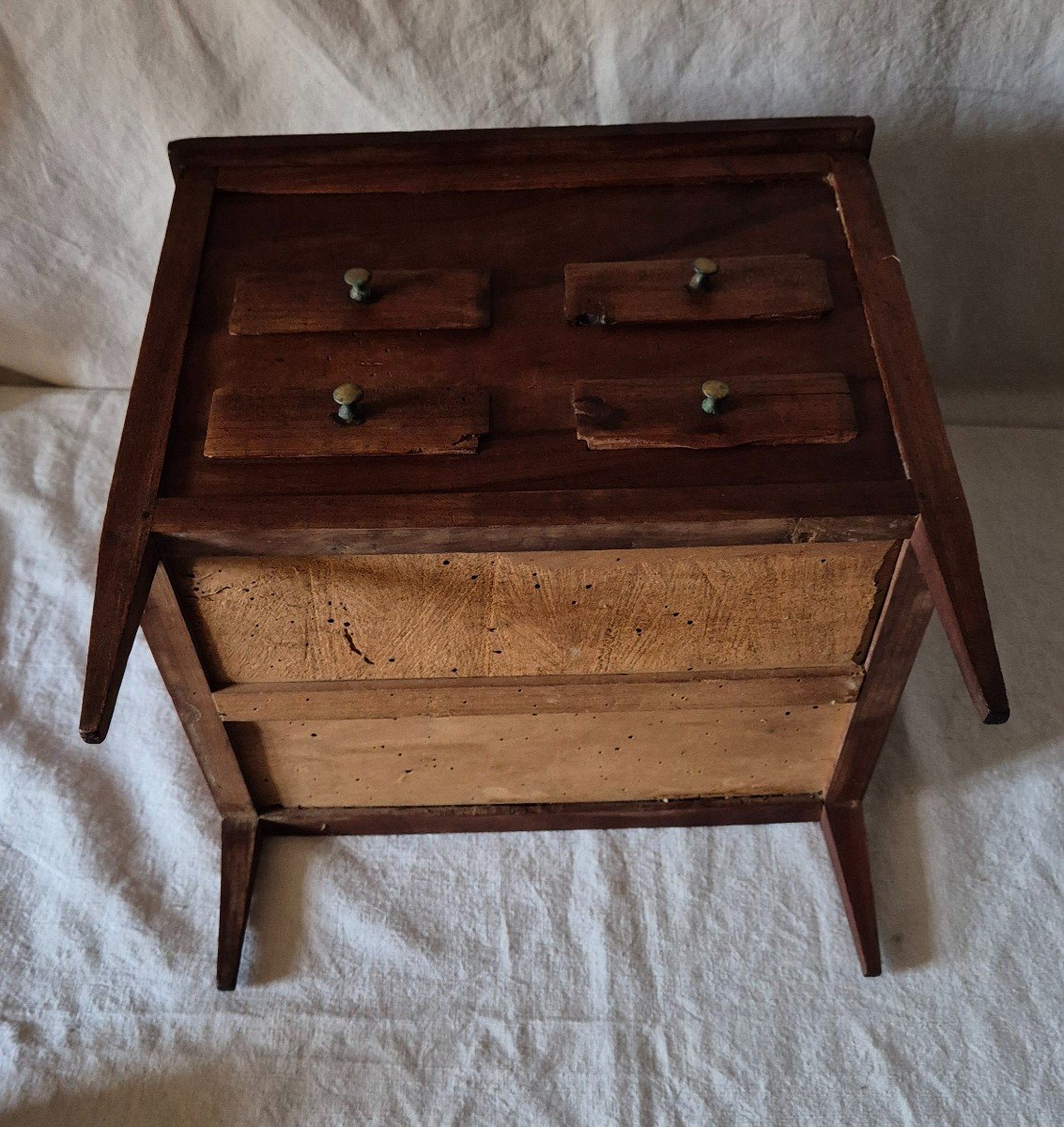 Commode Layette De Métier à Quatre Tiroirs Et Couvercle En Noyer-photo-2