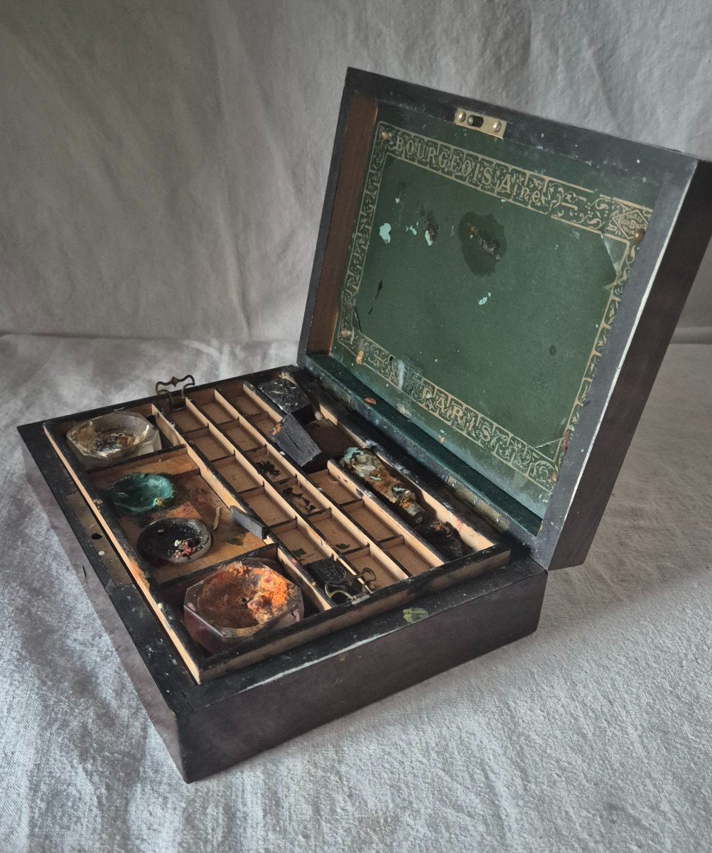 Aesthete's Watercolorist's Box In Bougeois Ainé Wood Marquetry-photo-4