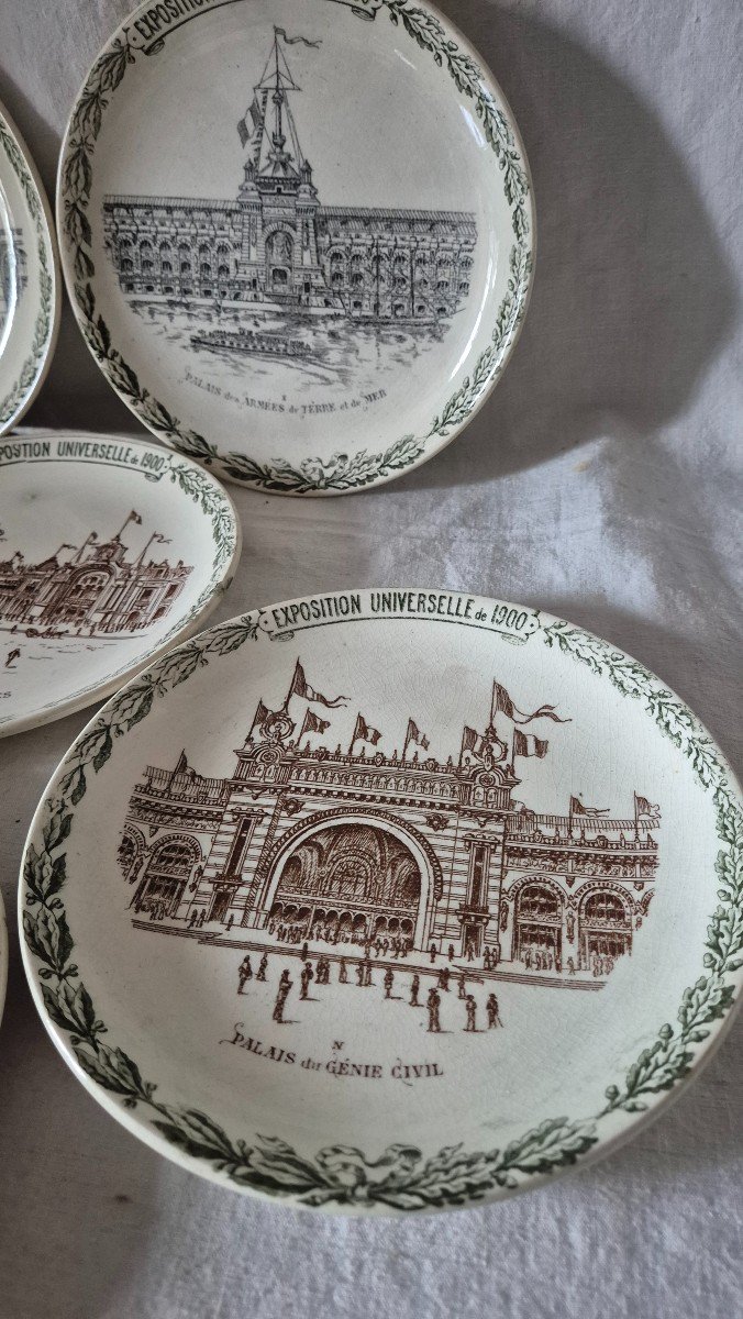 Set Of Six Souvenir Plates From The 1900 Paris Universal Exhibition, Choisy-le-roi Earthenware-photo-1