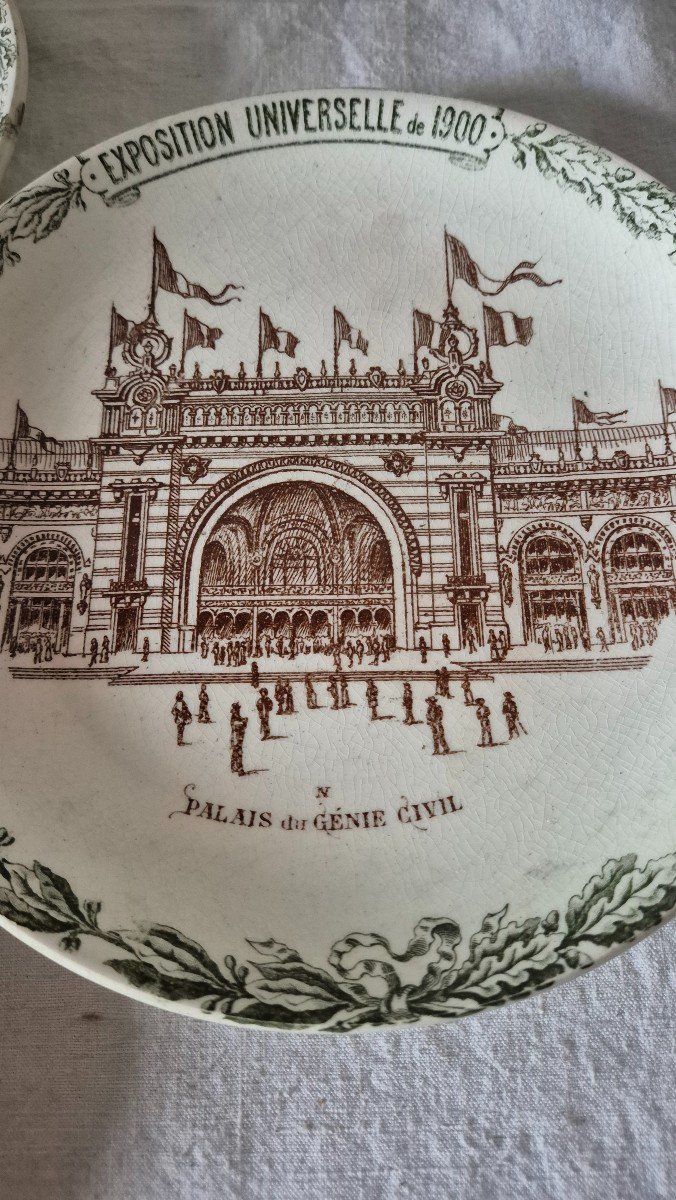 Set Of Six Souvenir Plates From The 1900 Paris Universal Exhibition, Choisy-le-roi Earthenware-photo-2