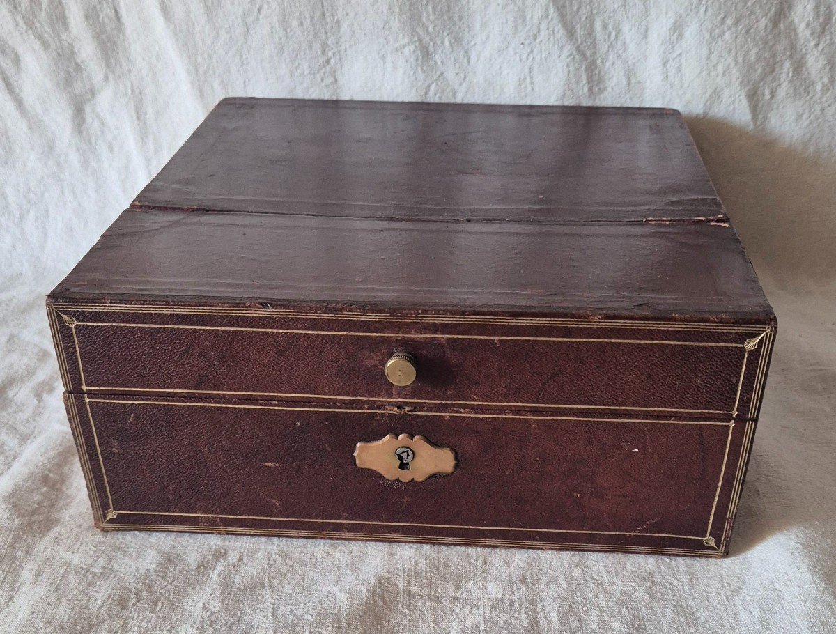 Office Filing Cabinet In Cardboard And Leather, Early 20th Century, By G Borgeaud In Paris -photo-2