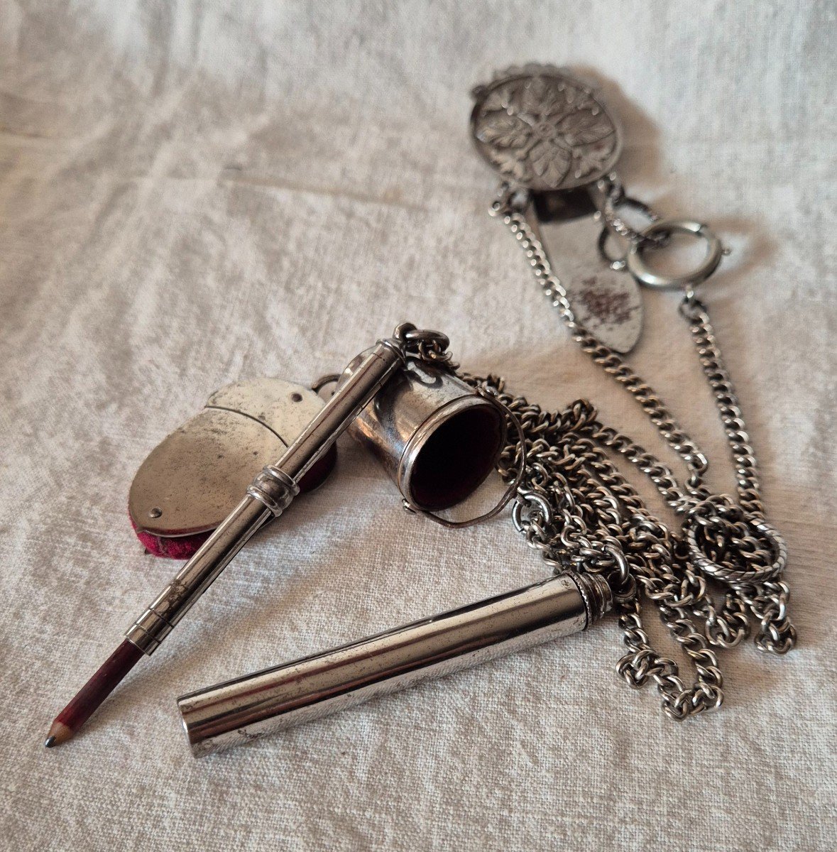 Steel Chatelaine For Sewing End Of 19th Century -photo-1