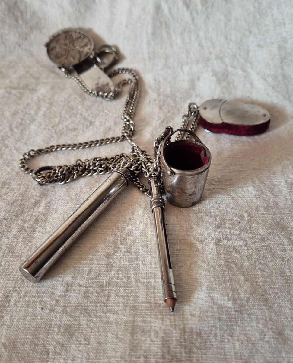 Steel Chatelaine For Sewing End Of 19th Century -photo-3