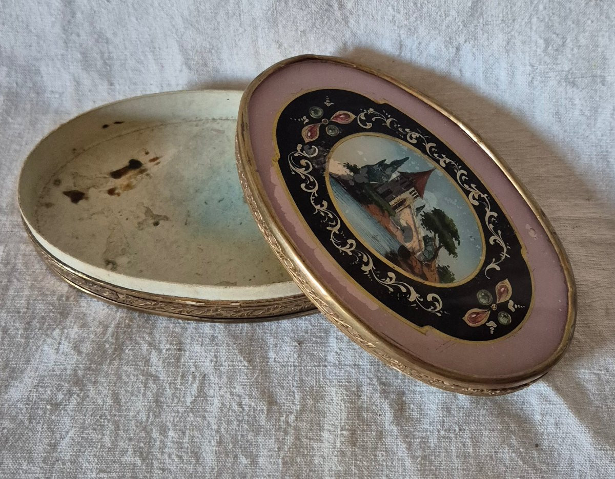 Candy Box Fixed Under Glass, Cardboard And Brass Strapping -photo-2