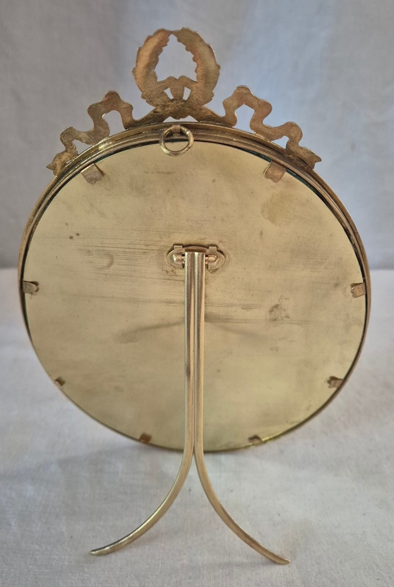 Large Oval Gilt Bronze Photo Frame, Late 19th Century -photo-3