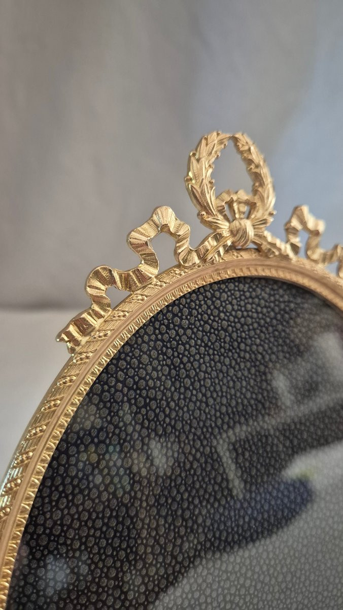 Large Oval Gilt Bronze Photo Frame, Late 19th Century -photo-4