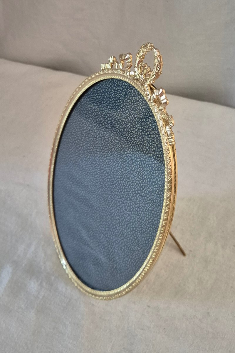 Large Oval Gilt Bronze Photo Frame, Late 19th Century -photo-4