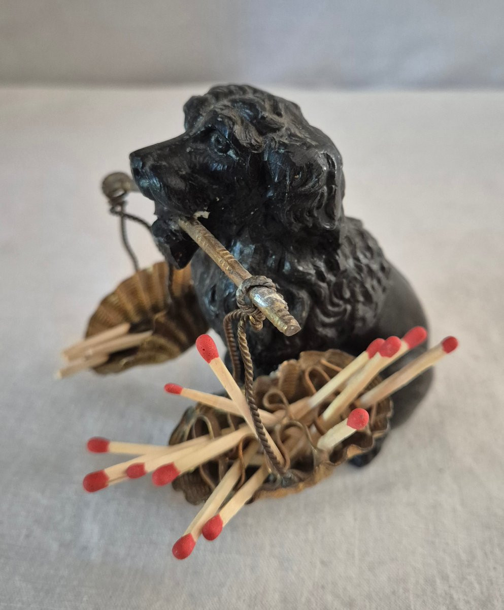 Black Poodle Match Holder With Two Baskets -photo-2