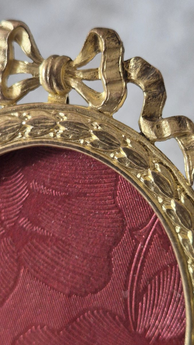 Pair Of Small Oval Frames For Miniatures Or Photos In Gilt Bronze, Louis XVI Style -photo-4