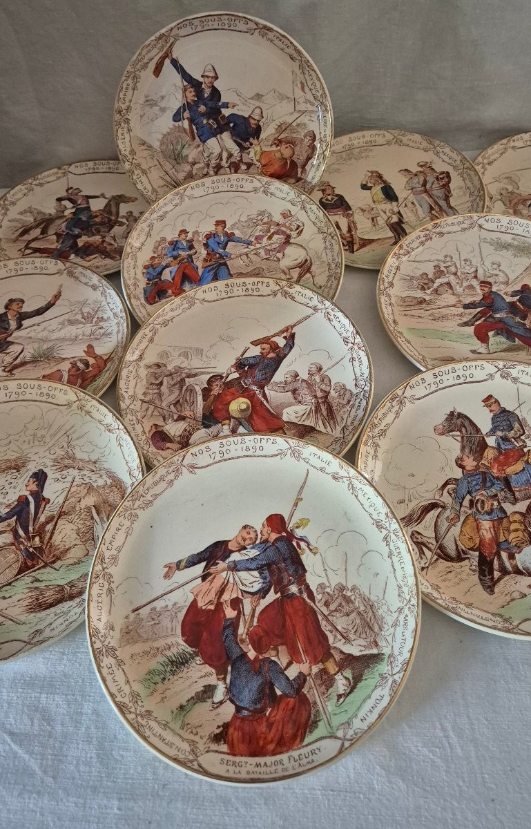 Complete Series "our Non-commissioned Officers" Creil And Montereau In Polychrome Earthenware -photo-2