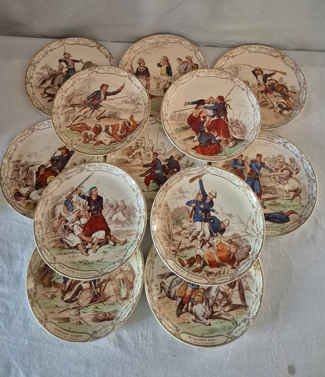 Complete Series "our Non-commissioned Officers" Creil And Montereau In Polychrome Earthenware -photo-2