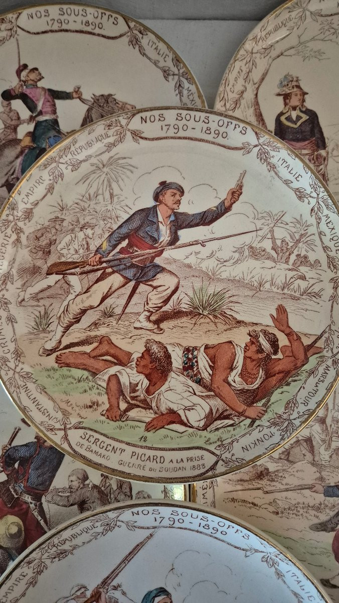 Complete Series "our Non-commissioned Officers" Creil And Montereau In Polychrome Earthenware -photo-5